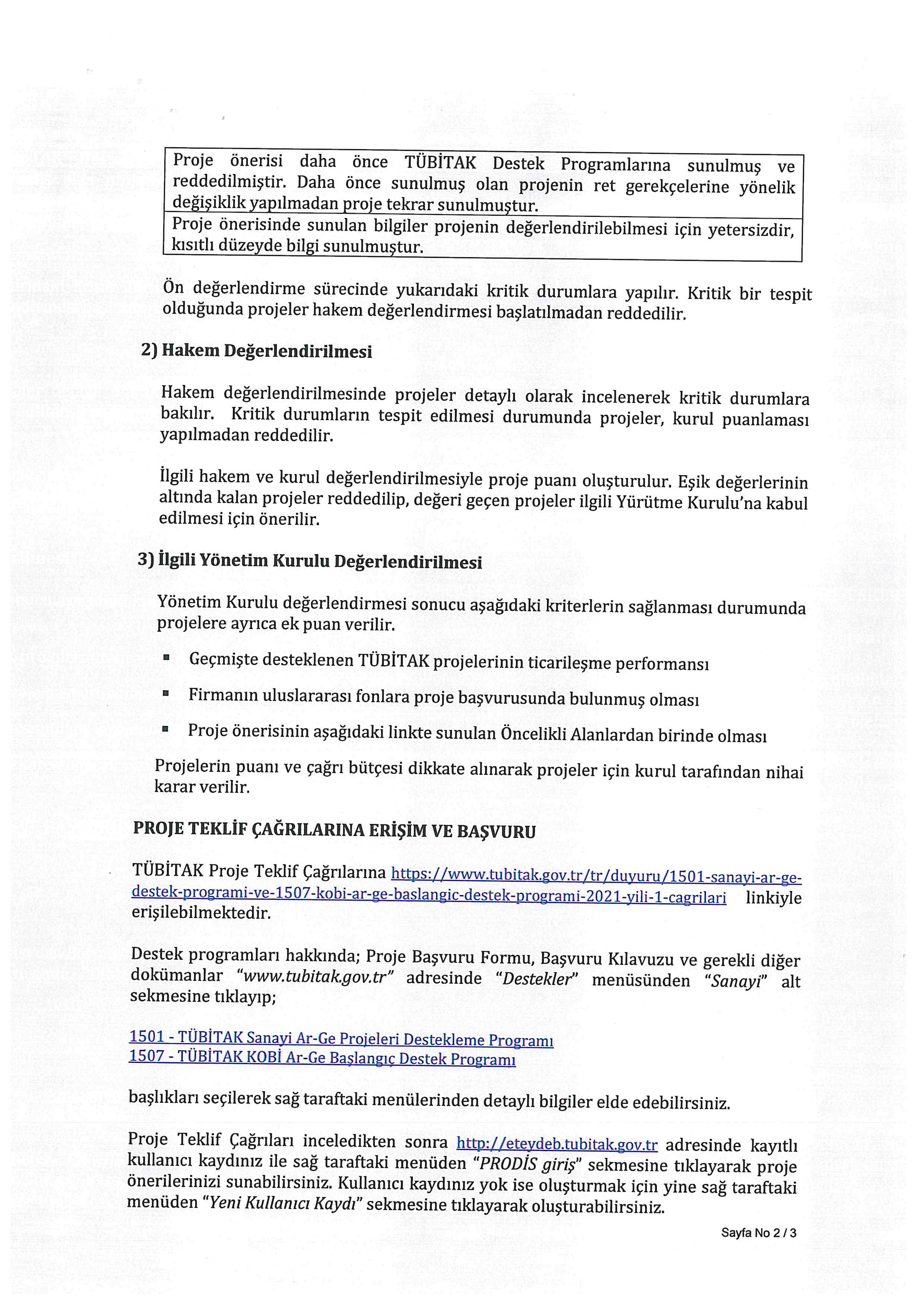 TÜBİTAK Ar-Ge Destek çağrıları hakkında bilgilendirme