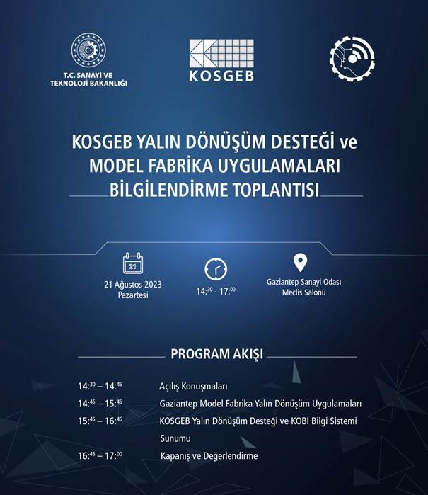 Gaziantep KOSGEB Yalın Dönüşüm Desteği ve Model Fabrika Uygulamaları Bilgilendirme Toplantısı 